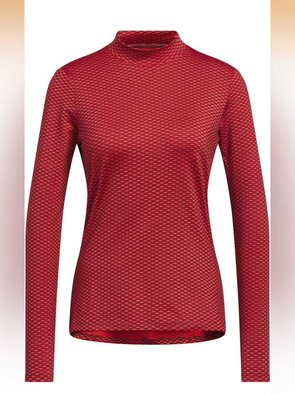 Adidas Beyond Two Tone Red Mock Neck Long-Sleeve Top